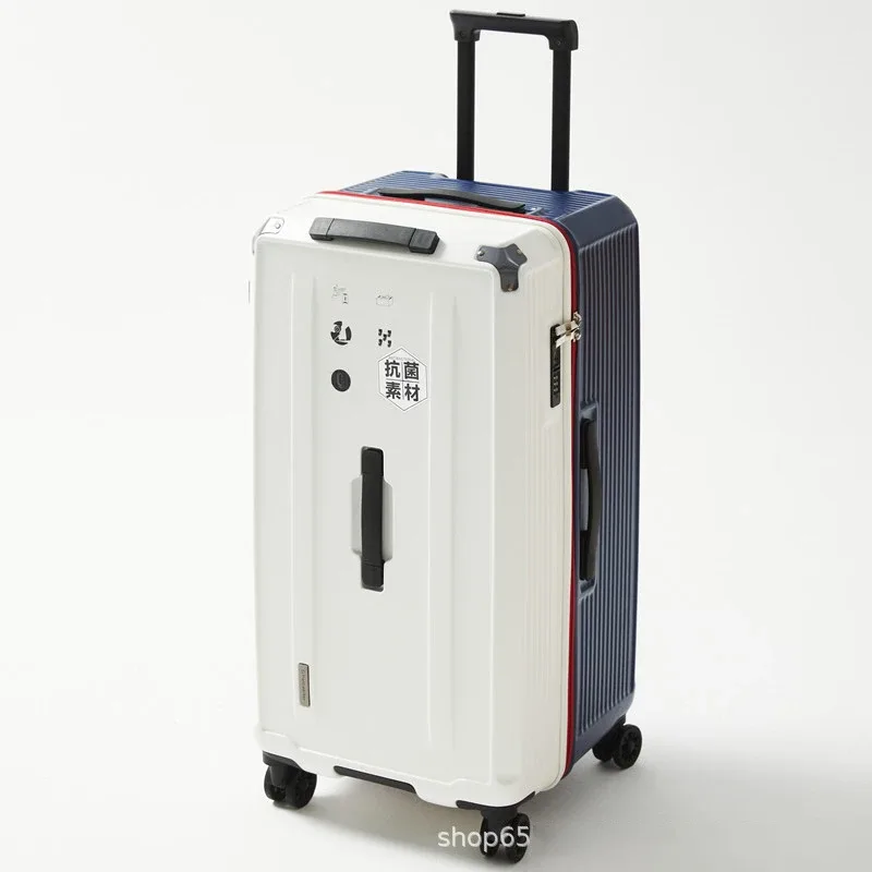 valise à roulettes grande capacité avec amortisseur à ressort, frein et roues pivotantes, poignée de transport pour étudiants