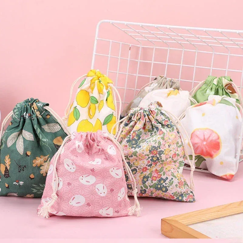 mini sac de rangement à cordon imprimé fruits, mignon, organisateur de poche pour bonbons, bijoux, sacs à cosmétiques, changement de pièce de monnaie, rouge à lèvres, pochette pour écouteurs
