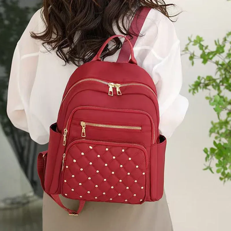 sac à dos pour femme en tissu doux pour usage quotidien, avec poche latérale, design simple, multicolore, pour un look décontracté et tendance