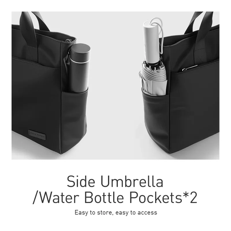 sac fourre-tout pour ordinateur portable mark ryden "smooth brief" résistant à l'eau en oxford avec deux poches latérales, sac à main professionnel avec sangle amovible