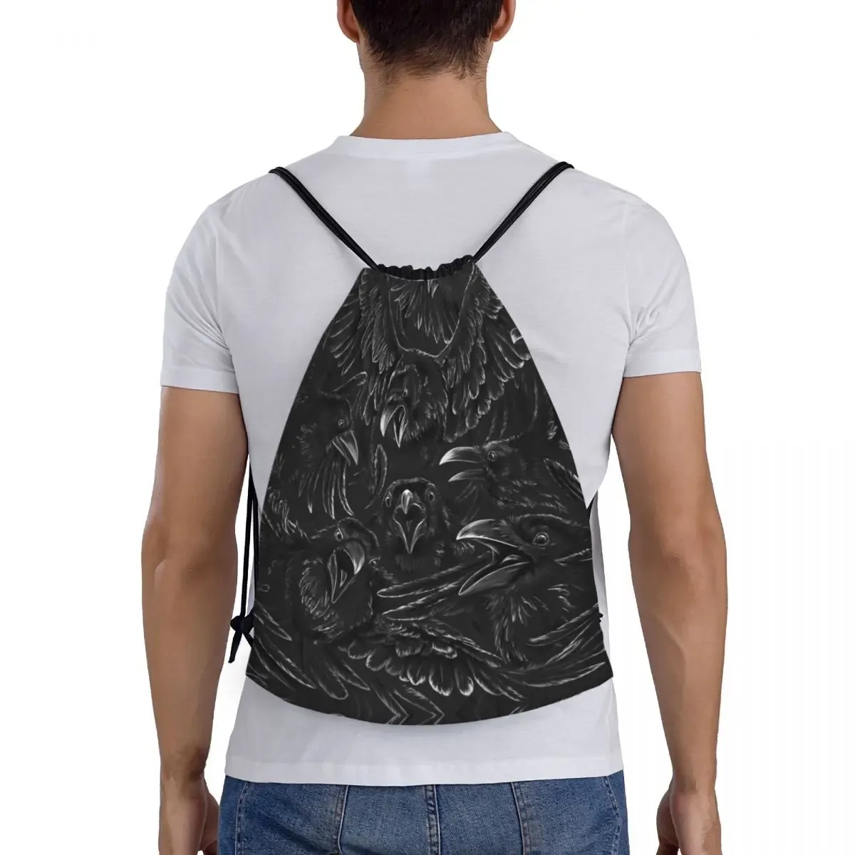 sac à dos de sport personnalisé raven rage proximité wstring pour hommes et femmes, sacoche d'entraînement corbeau effrayant gothique, sorcière d'halloween