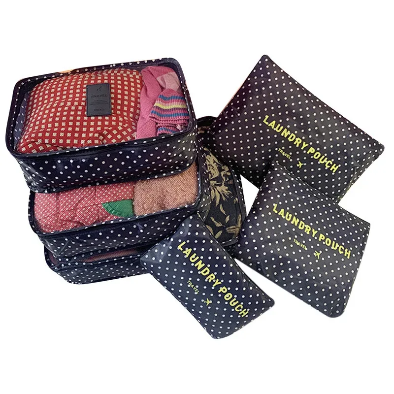 organisateur voyage polyester bleu transparent rectangulaire poignée intégrée fleurs léopard motif lettre format rangement vêtements chaussures compression