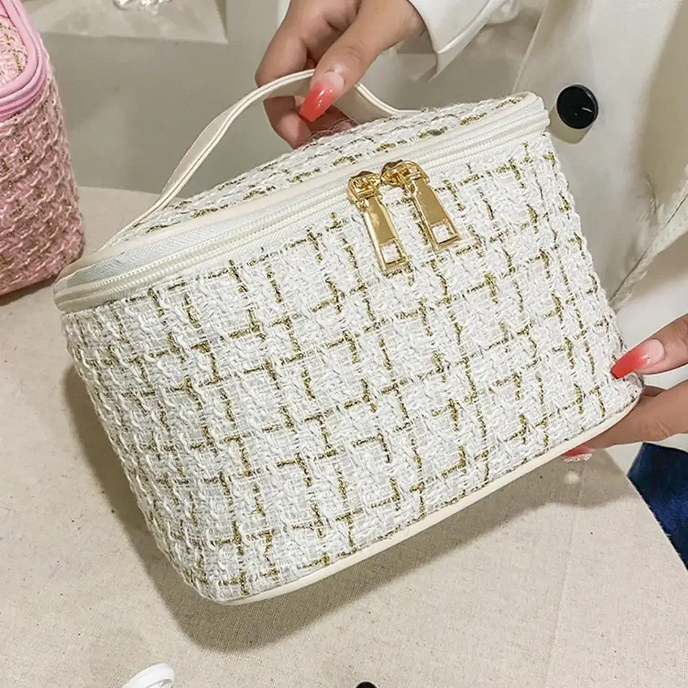 sac à cosmétiques de grande capacité pour femmes, sac de maquillage portable, sac de rangement à la mode, organisateur de toilette à main, sac de voyage