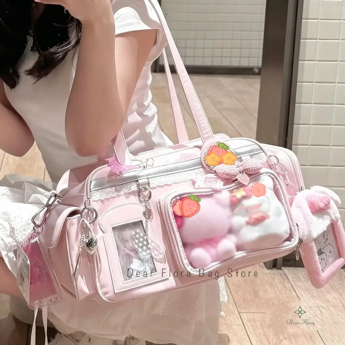 y2k nouveau sac ita de concert jk sac à bandoulière de grande capacité mignon fille sac à dos transparent exposition bricolage badge affichage sac à bandoulière