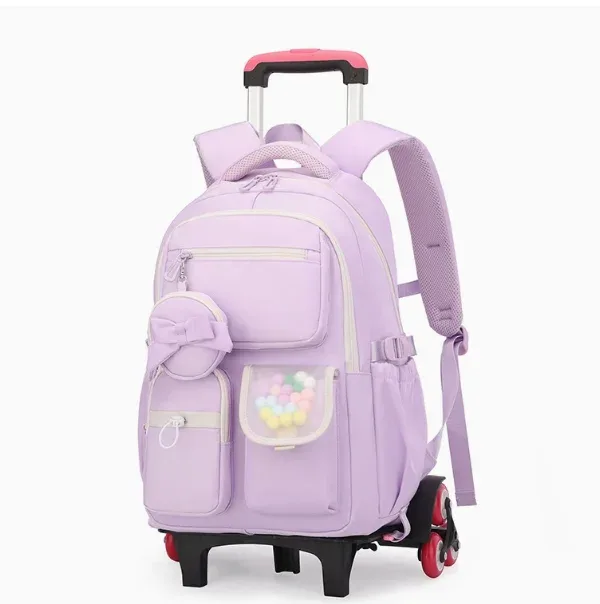 sac à dos à roulettes pour filles, sac à roulettes pour l'école pour enfants, sacs à roulettes pour l'école primaire, le collège et le lycée, sac à dos à roulettes pour filles