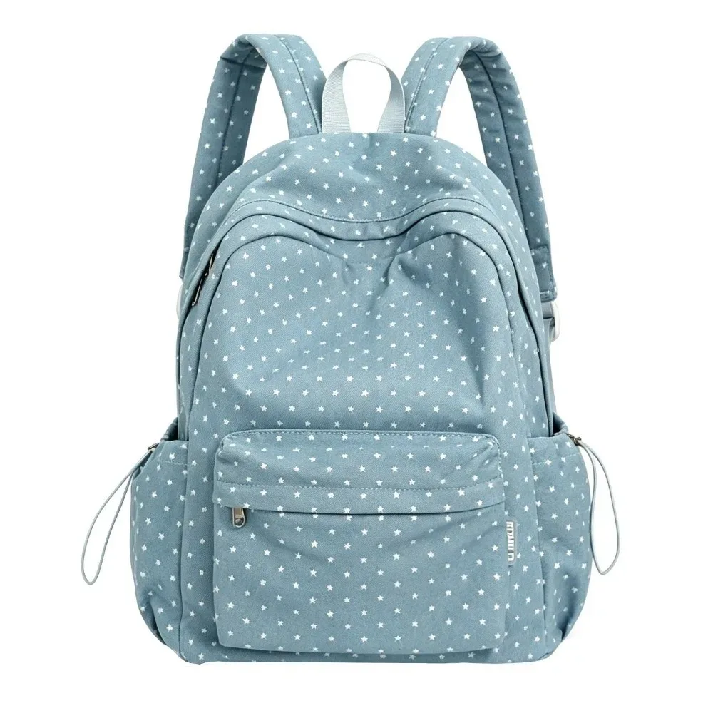 sac à dos scolaire à motif à pois tendance, grande capacité, sac de voyage décontracté, léger et minimaliste, pour étudiants