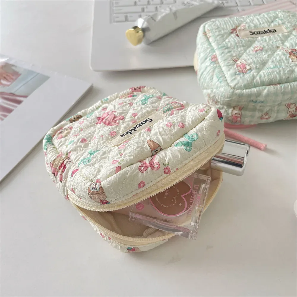 mini sac à cosmétiques carré mignon pour femmes, écouteurs portables, rouge à lèvres, serviettes hygiéniques, pochette de rangement, petits sacs de maquillage à fermeture éclair