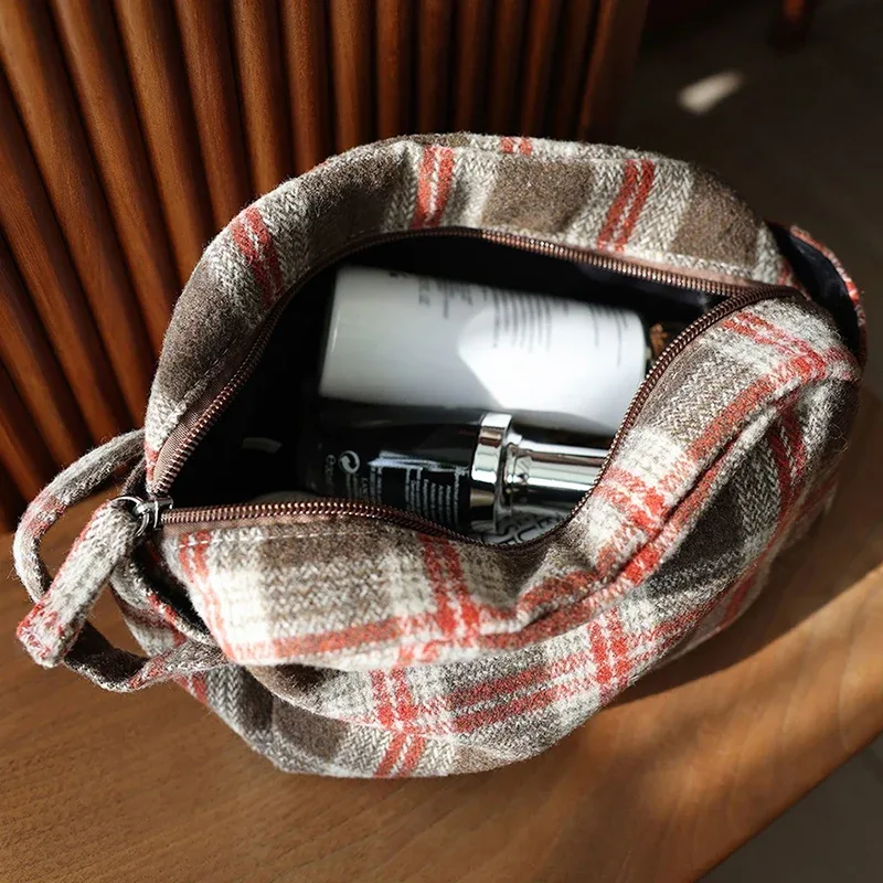 trousse de maquillage rétro, pochette en toile, grande trousse de cosmétiques, trousse de toilette de voyage, étui de rangement portable pour rouge à lèvres, trousse de bain et de douche pour femme.