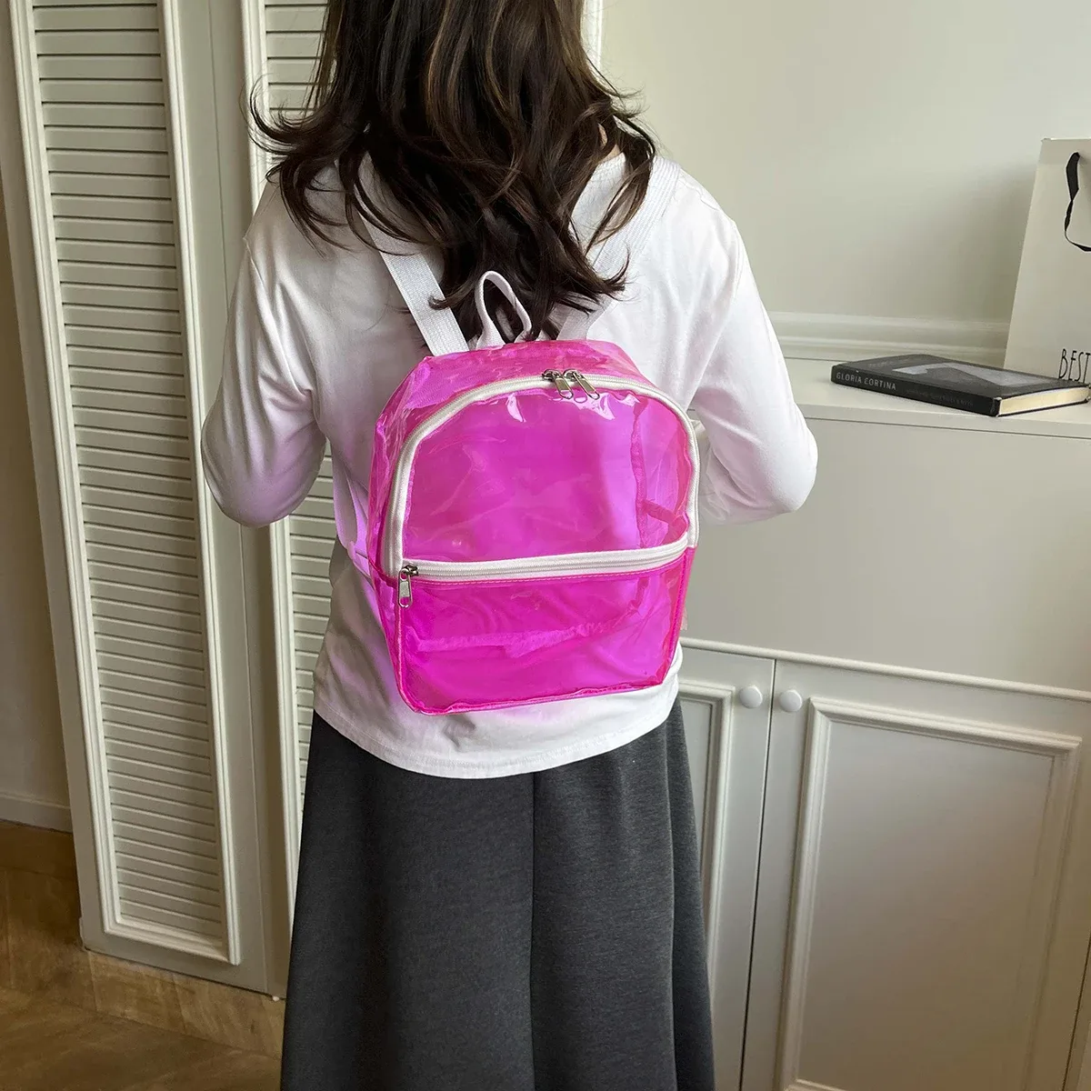sac à dos holographique transparent, gelée de bonbons, sac de plage, voyage, randonnée, natation, cyclisme en plein air, sac d'école léger, sac de téléphone de rue