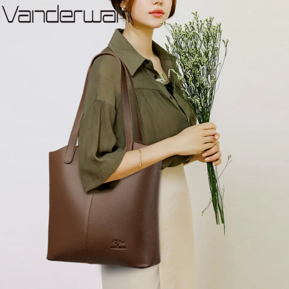 véritable marque haut de gamme en cuir pu souple sac à bandoulière pour femmes sac fourre-tout décontracté femme sac à main conception simple sac à main sac de transport