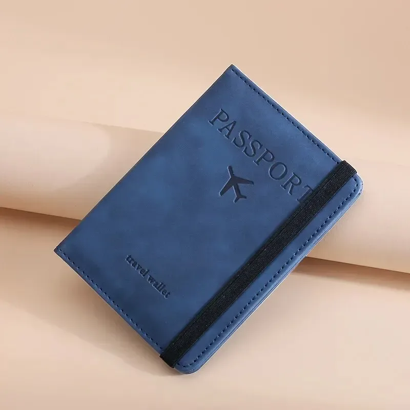 portefeuille porte-passeport à blocage rfid – housse en cuir pu pour hommes et femmes, porte-carte, essentiel de voyage pour les vacances en famille