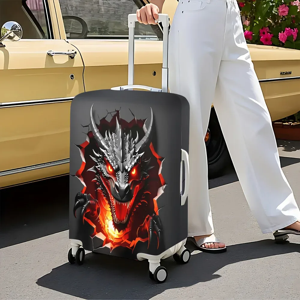 1 housse de bagage imprimée avec motif de tête de dragon en 3d. convient aux valises de 18 à 32 pouces ; protège efficacement vos bagages.