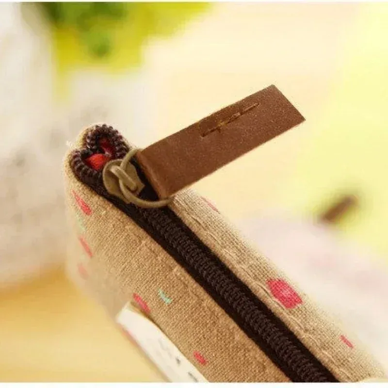 porte-monnaie à motif de fleurs, petit portefeuille en toile fraîche pour dames et filles, sac de rangement pour écouteurs, clé de monnaie, pochette à fermeture éclair