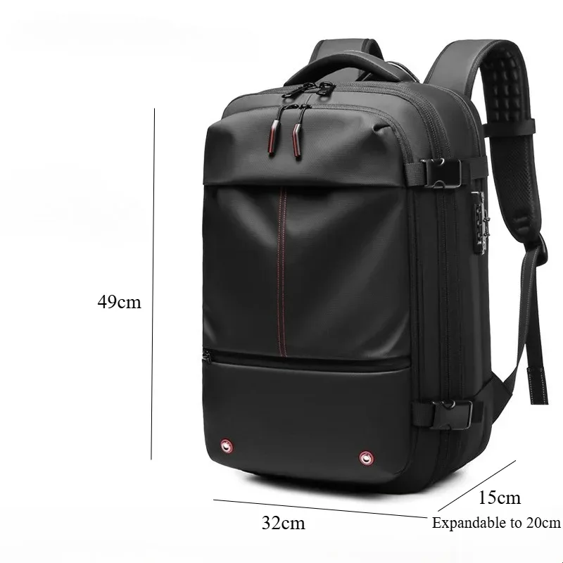 sac à dos de voyage pour homme, sacs à dos à compression sous vide, grande capacité, sacs pour ordinateur portable de 17 pouces, sacs à dos extensibles pour l'extérieur