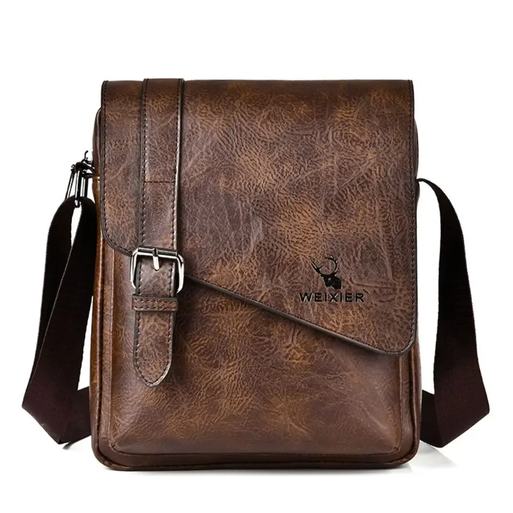 Sac messager en cuir PU pour homme, bandoulière réglable, style rétro, sac à bandoulière polyvalent pour homme, pour le travail et les voyages