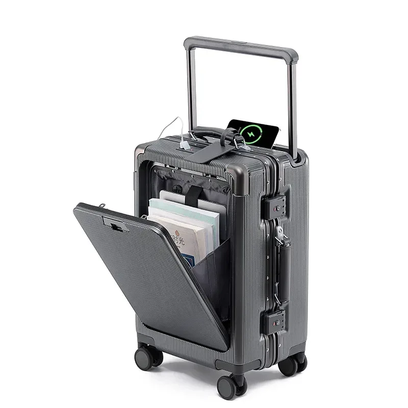 valise de voyage 24'26 pouces, cadre en aluminium, valise à roulettes large, bagage cabine avec porte-gobelet, valise à roulettes 20 pouces