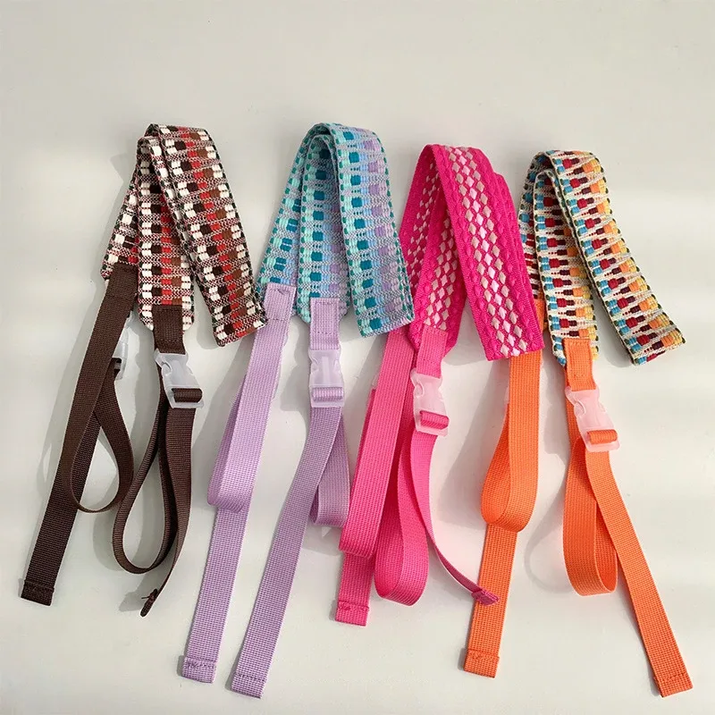 sangles de sac à bandoulière réglables d'inspiration sportive ; accessoires de sac en nylon brodés unisexe avec bouton de traction.