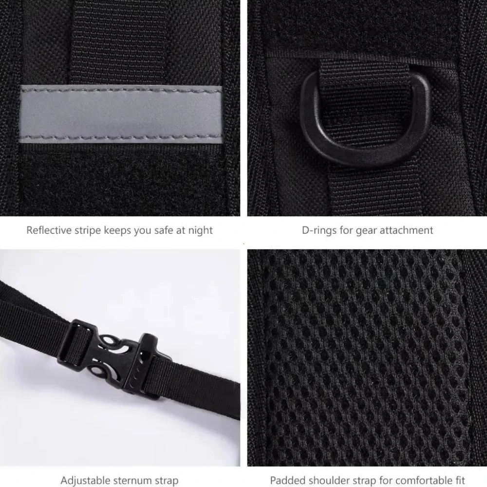 ceinture sangle caoutchouc noir bandes réfléchissantes boucles ajustable sac dos escalade randonnée usage voyage