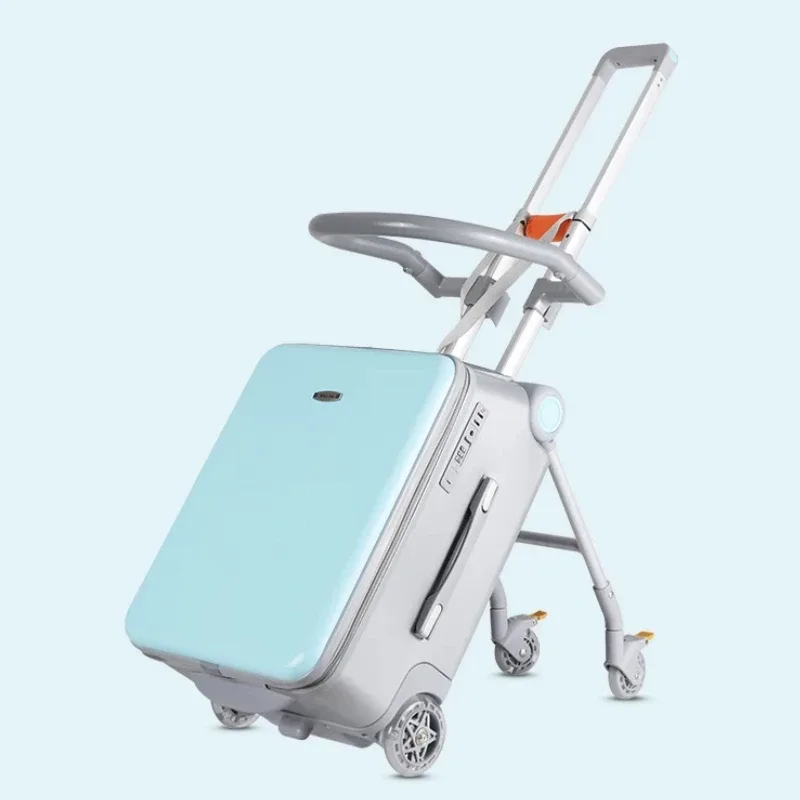 valise avec siège pour enfant, poussette de voyage 2 en 1, bagage à roulettes multifonctionnel, valise à roulettes de 20 pouces pour enfant
