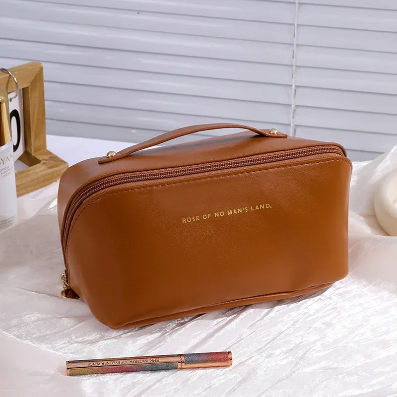sac à cosmétiques grande capacité, trousse de toilette de maquillage pour femmes, trousse de maquillage, pochette de rangement, boîte de luxe pour dames, sac de rangement, fermeture éclair de voyage 