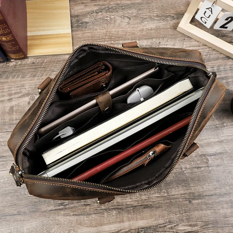 porte documents cuir vrai cuiraux marques naturelles beach doré fermeture éclair compartiment ordinateur portable voyage homme pods 13 pouces