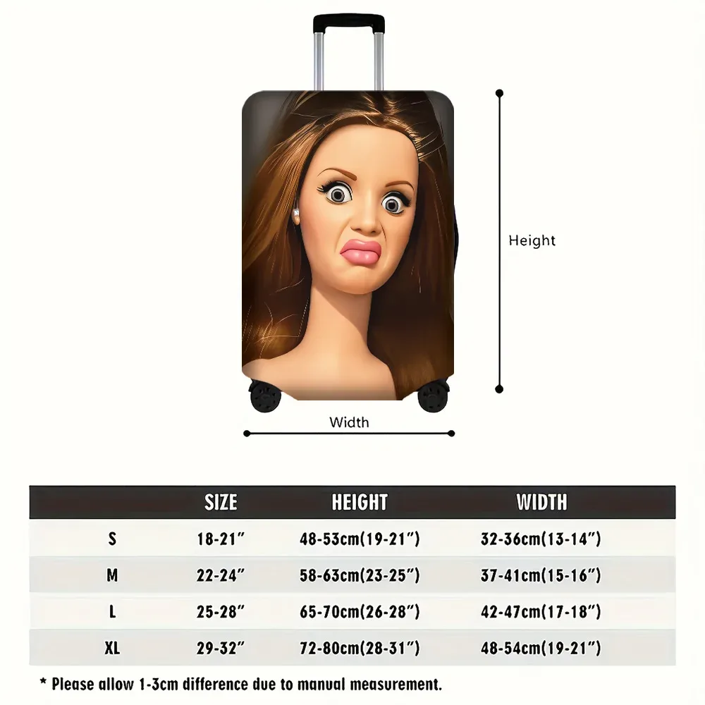 1 housse de bagage amusante avec imprimé visage de bébé pour bagages de 18 à 32 pouces ; accessoires de voyage anti-poussière et élastiques pour protéger efficacement vos bagages.