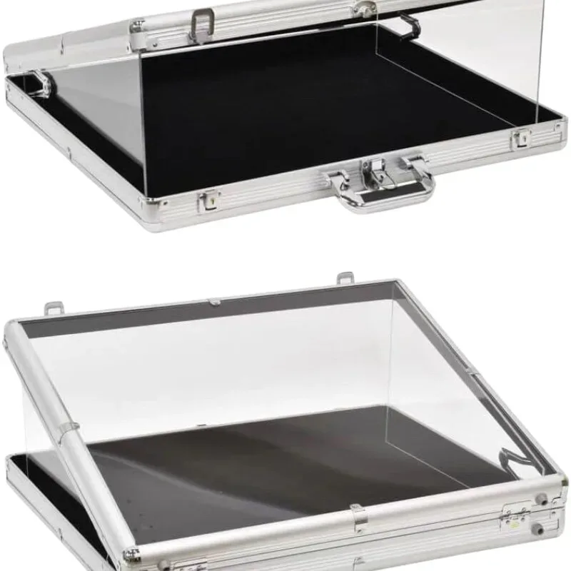 valise portable cartes puces objets de collection présentoir en alliage d'aluminium et vitrine acrylique transparent pour stand de marché