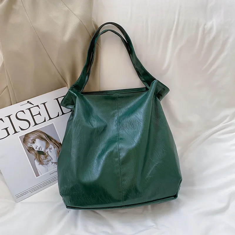 leftside – grand sac fourre-tout en cuir pour femmes, tendance 2025, simple, grande capacité, rétro, sac à bandoulière latéral