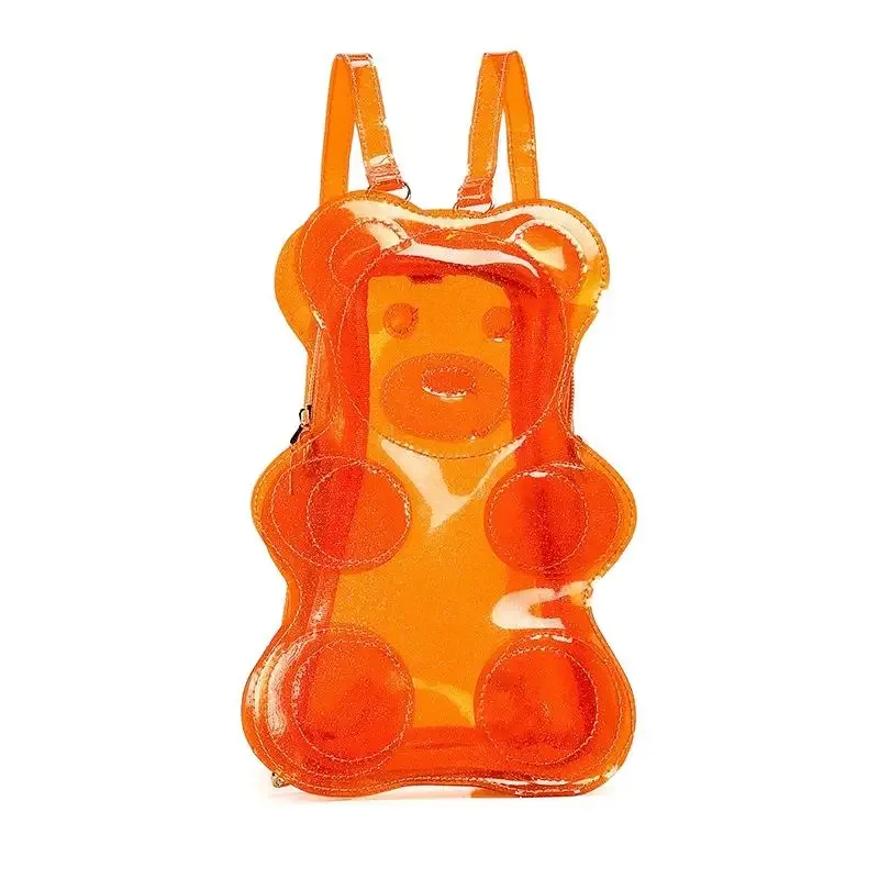 sac à dos transparent en pvc couleur bonbon, sac à bandoulière en forme d'ours, streetwear y2k, sac à bandoulière mignon pour filles, cadeaux d'anniversaire pour filles