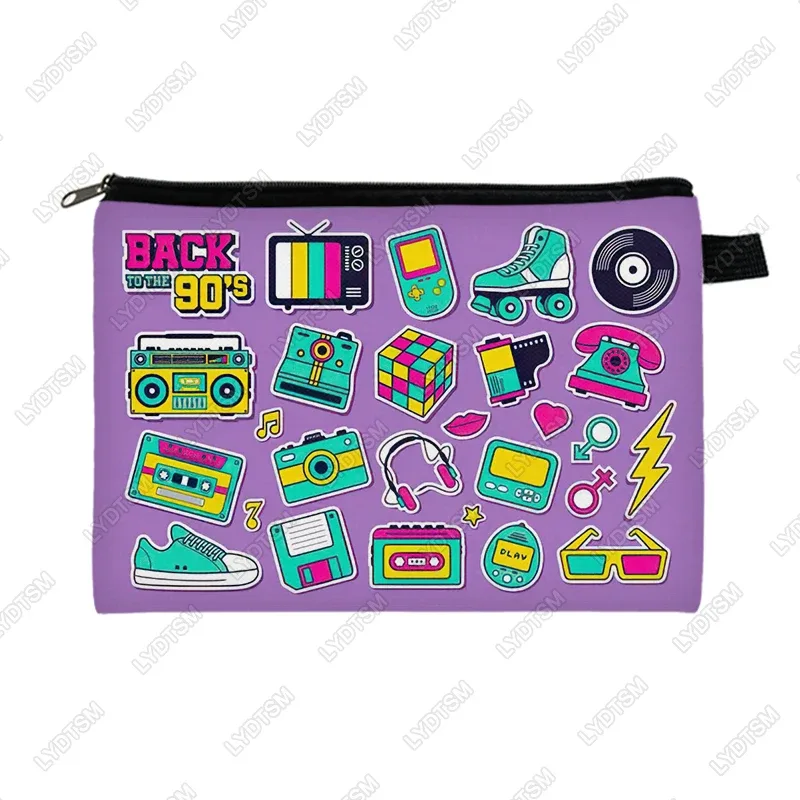 boîte à cassettes années 80 et 90, étui à cosmétiques graphique, cassette de mixage musical, sacs à maquillage pour femmes, sacs de rangement pour rouge à lèvres, trousse de toilette old school