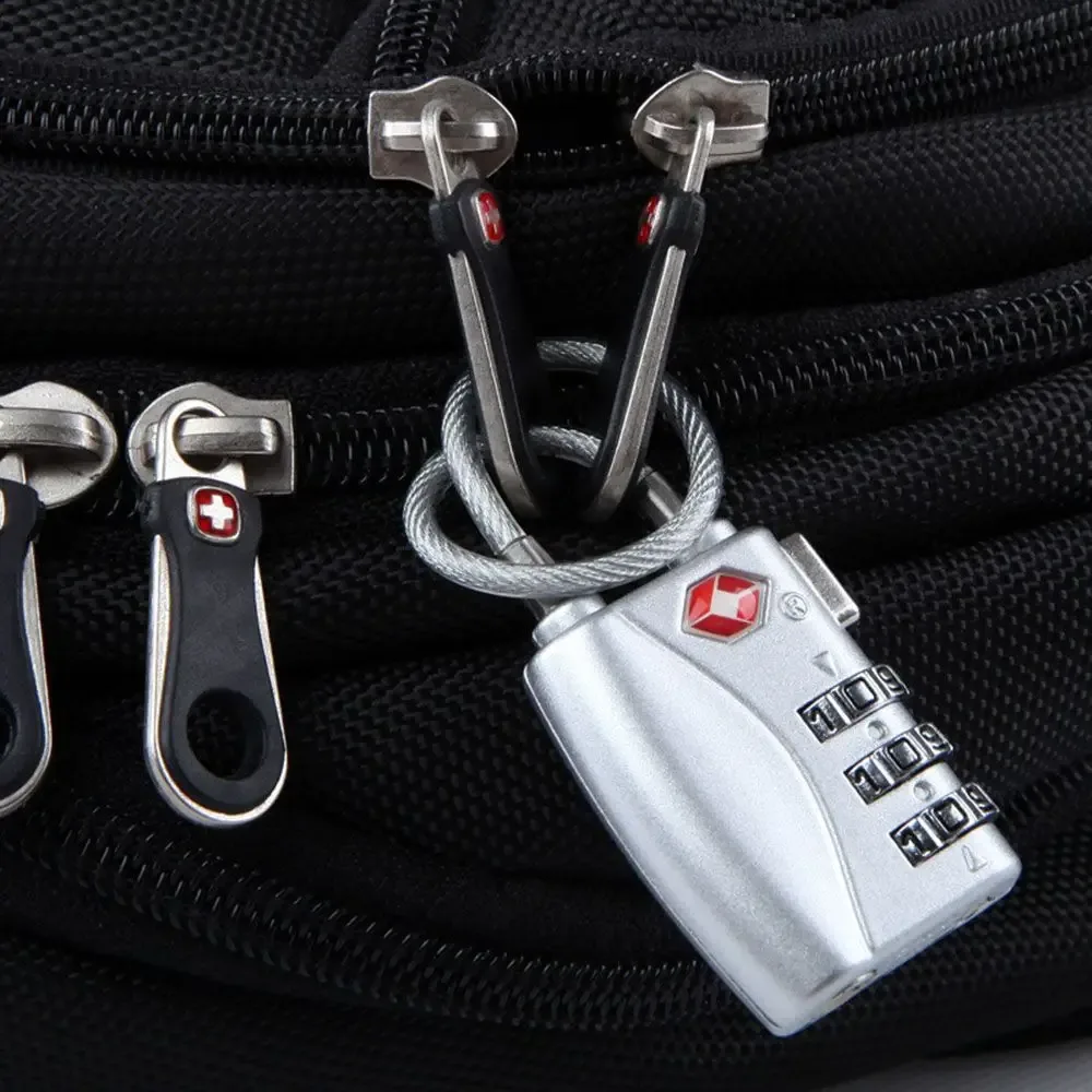 cadenas serrure tsa combinatoire chaîne métallique corps zinc noir roues blanc sécurité voyage usage valises bagages