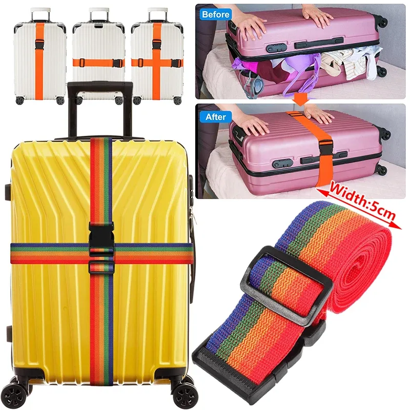 nouveau sangles de bagage droites pour valise, ceinture de bagage avec boucle de déverrouillage réglable, accessoire de voyage facilement identifiable