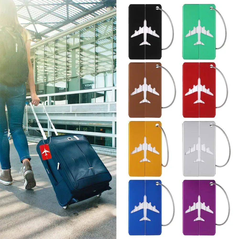 étiquettes de bagage de voyage en aluminium réutilisables étiquettes de valise boucle en acier inoxydable nom carte d'identité avec cordes étiquette de sac pour valise bagages
