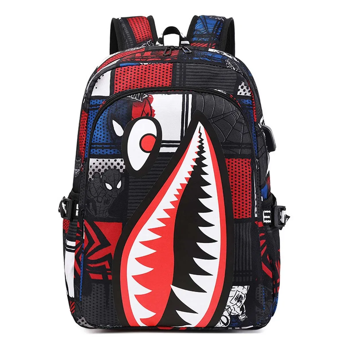 sac à dos pour enfants de l'école primaire, motif requin, grande capacité, léger, simple, sac à dos de dessin animé