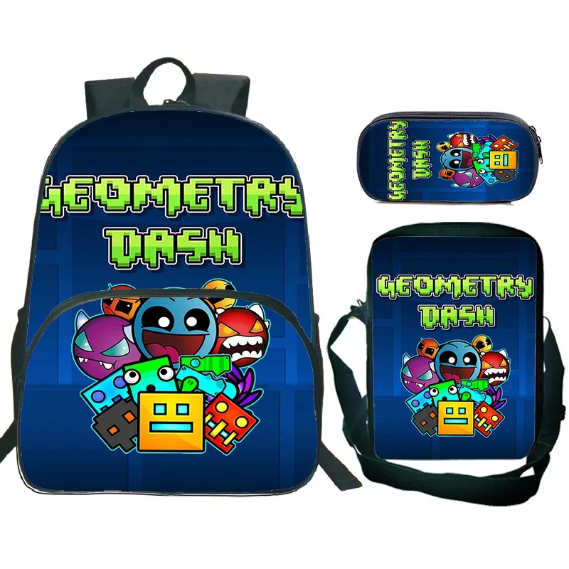 sac dos nylon design dessin animé motif geometry dash couleur multicolore format 20 35 litres usage école voyage