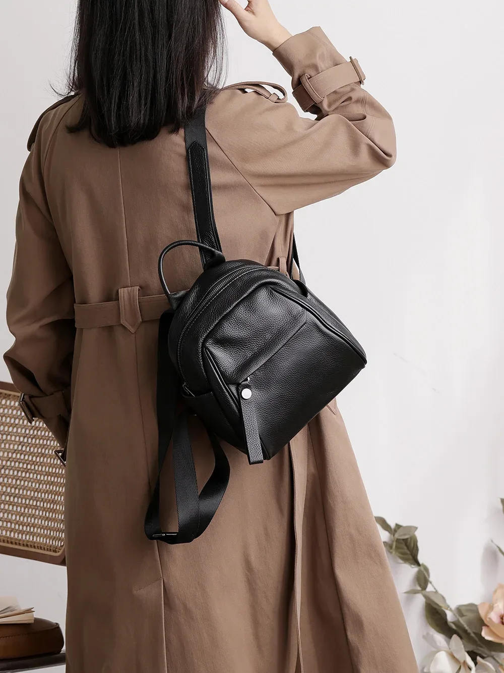 sac à dos portable en cuir véritable pour adolescente, sac à dos en peau de vache souple, sac à dos pour femme, bleu simple, 2 tailles, haute qualité, nouvelle mode