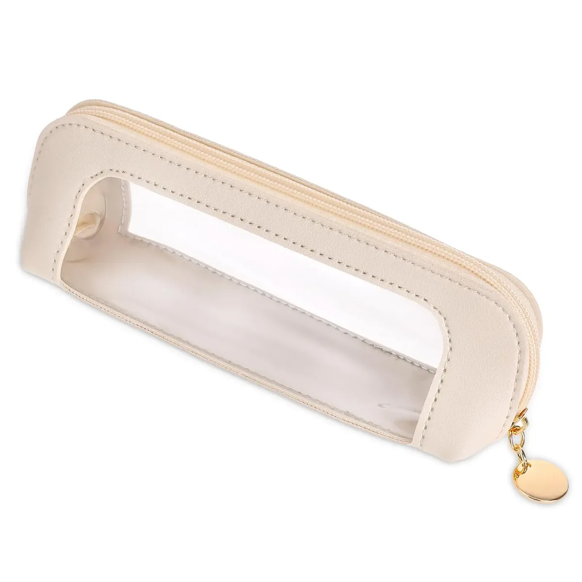 petite pochette de maquillage transparente, sac de brosse de maquillage en cuir pu, pochette de rangement avec fermeture éclair pour femmes, maison, voyage, bureau, rangement de cosmétiques