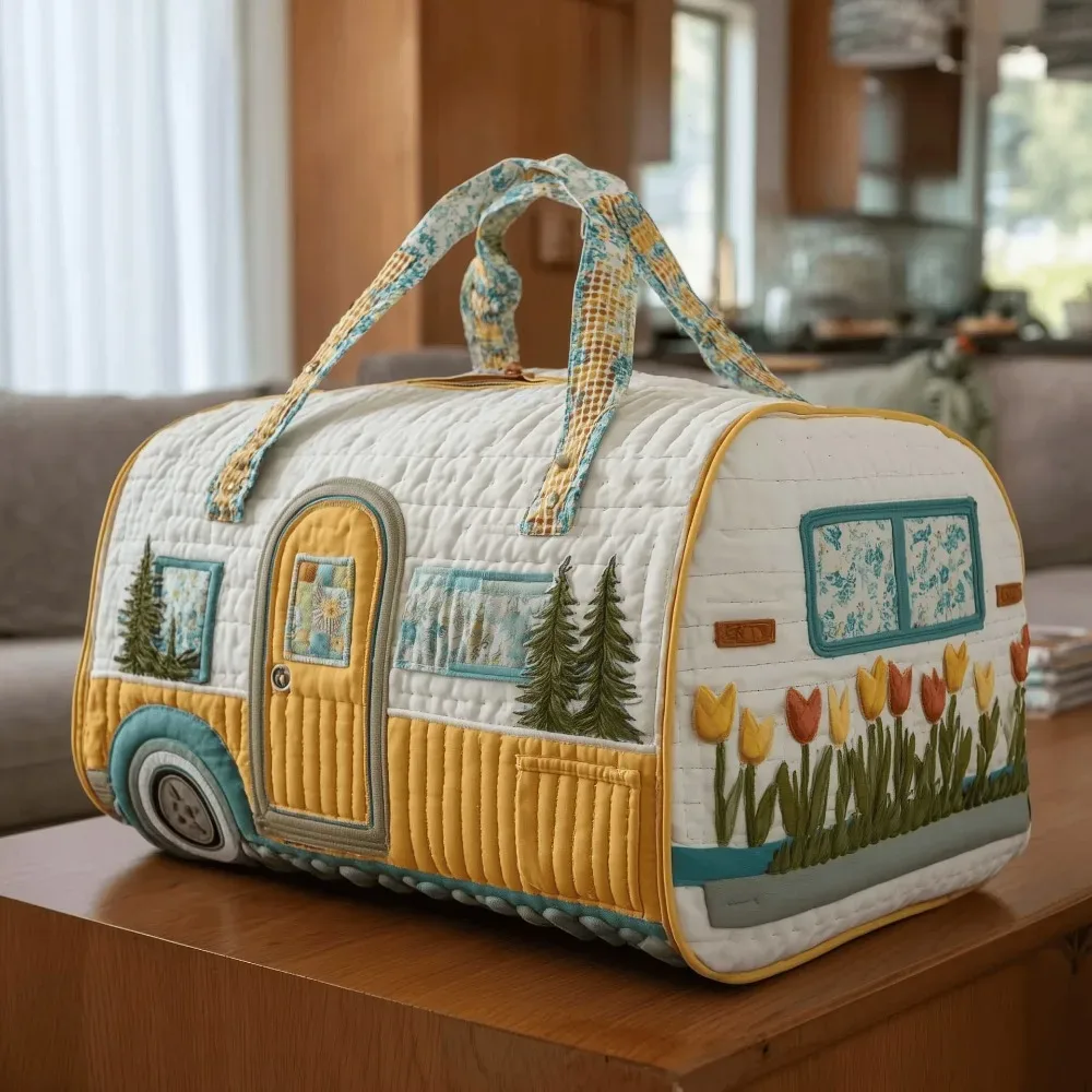 nouveau sac de sport pliable matelassé grande capacité imprimé floral, sac de voyage durable 3d, grand sac de camping