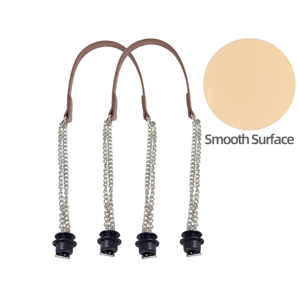 1 paire d'accessoires obag longues poignées en cuir sangles argent longue double chaîne sous les bras pour o sac fourre-tout femmes sacs à main à bandoulière