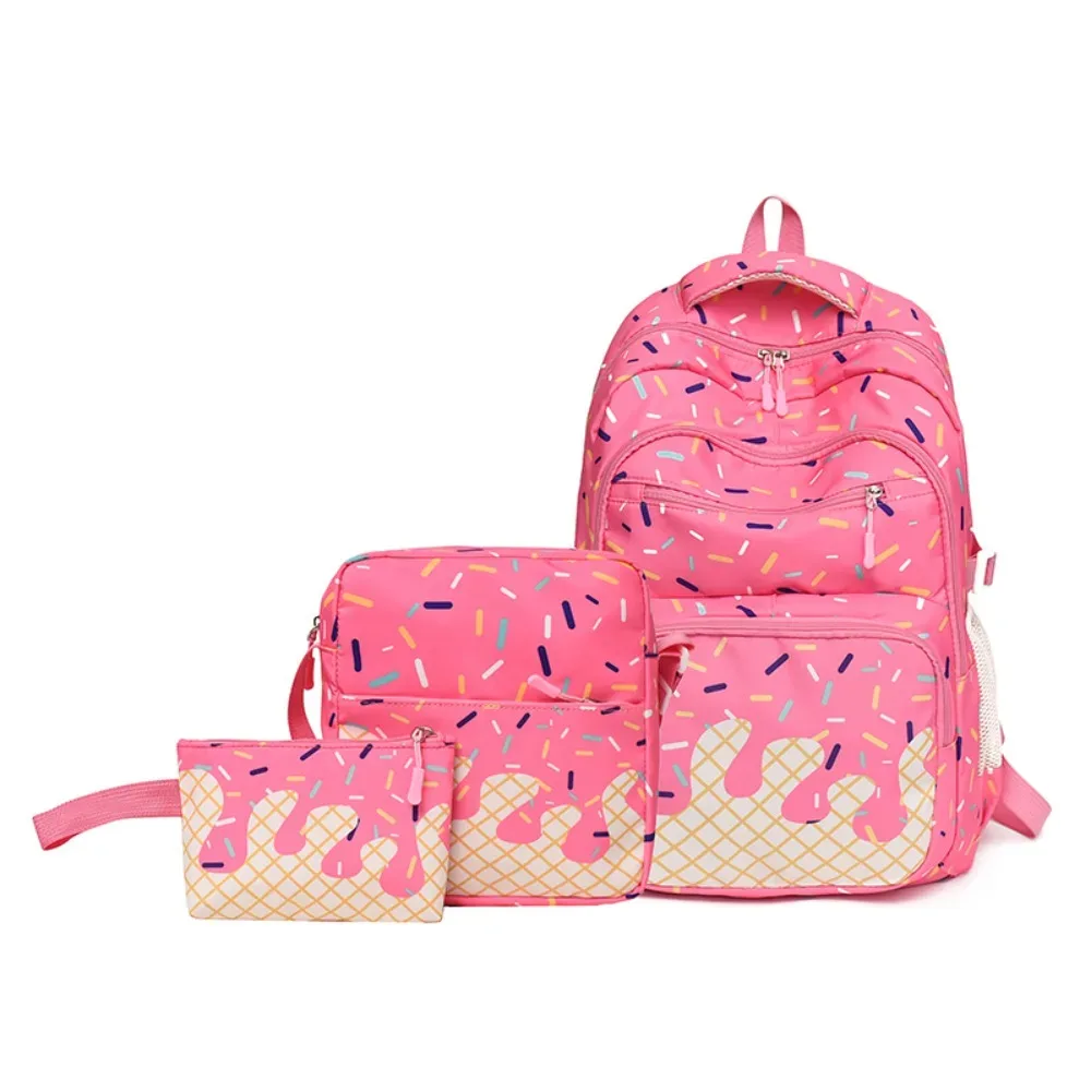ensemble de 3 sacs à dos élégants à imprimé crème glacée, légers, imperméables, colorés et durables, pour adolescents.