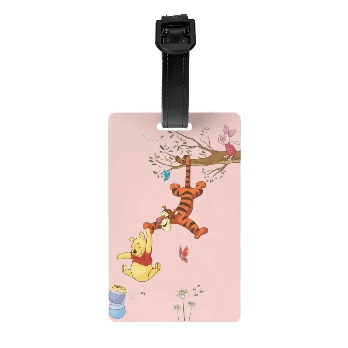 étiquette de bagage personnalisée avec dessin animé tigger et winnie l'ourson, protection de la vie privée, étiquettes de bagages, étiquettes de sac de voyage, étiquettes de valise