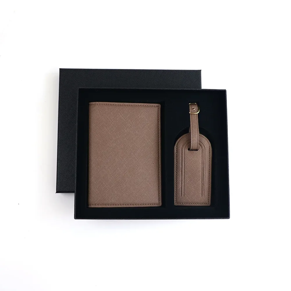 étiquette bagage cuir pu saffiano personnalisée lisa pochette passeport motif élégant voyage unisexe cadeau