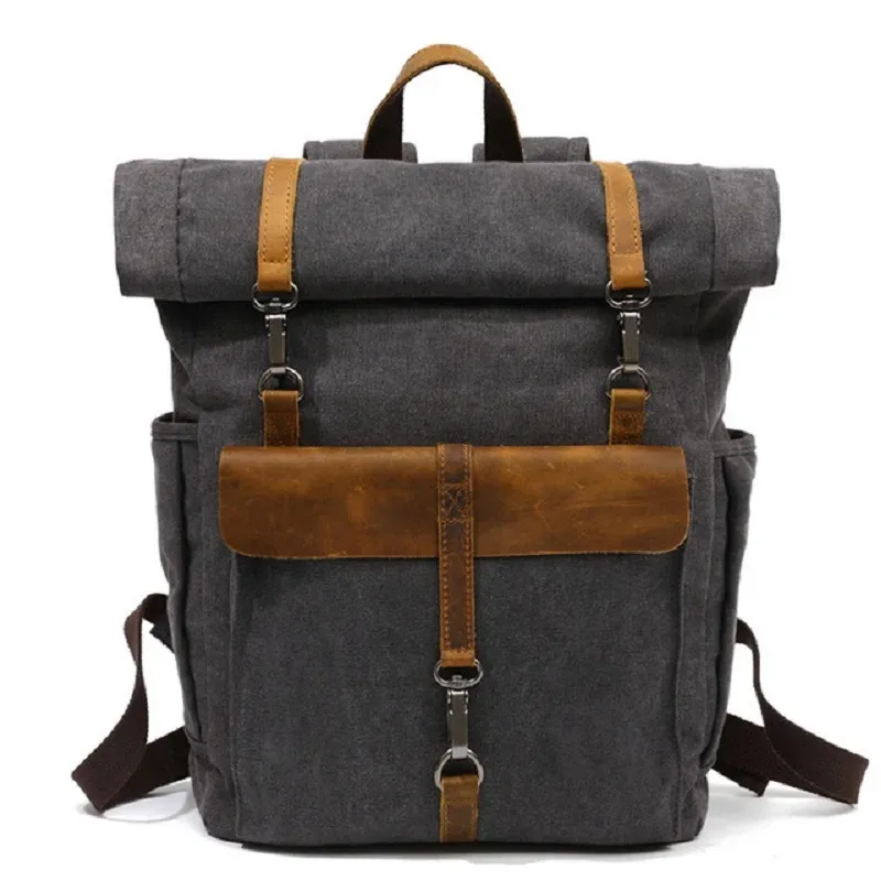 Sacs à dos vintage en toile et cuir, sacs à dos de voyage pour ordinateur portable, sacs d'école pour adolescents, sacs à dos pour étudiants, sacs à dos pour ordinateur