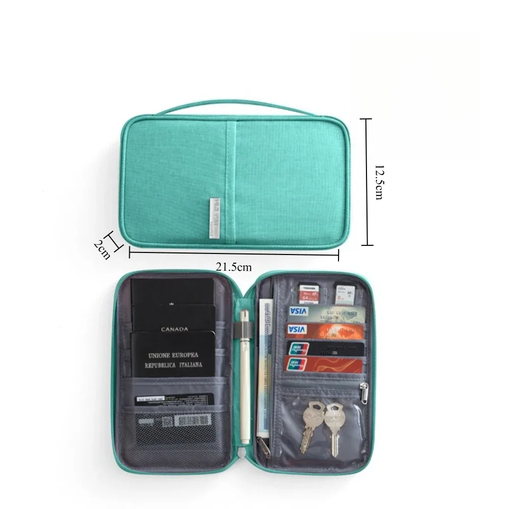 sac de voyage multifonctionnel imperméable pour passeport, sac à documents, grande capacité, rangement pour cartes, billets, clés, portefeuille, accessoires de voyage