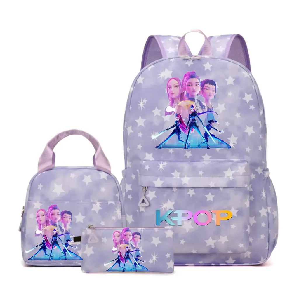 sac à dos kpop demon hunters pour filles, enfants, sacs à crayons, sacs à déjeuner, sacs à livres, sacs d'école pour femmes et adolescentes, ensembles de sacs à dos de voyage pour ordinateur portable