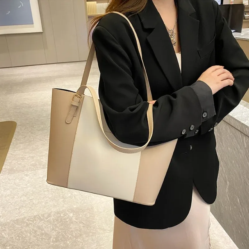 sac fourre-tout minimaliste avec pochette intérieure amovible, quincaire dorée, grande capacité, sac à bandoulière pour femme, sac à main pour le travail et les trajets quotidiens