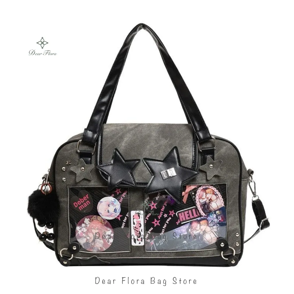 y2k tendance étoile ita sac lolita fille poche transparente femmes bricolage affichage sac à bandoulière mode sac à bandoulière mignon sac à main sac à main