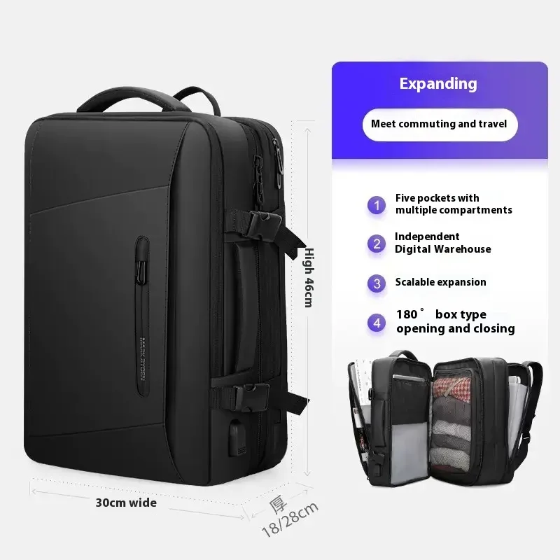 mark ryden 17 pouces sac à dos pour ordinateur portable imperméable homme sac usb recharge multicouche espace voyage homme sac anti-vol mochila
