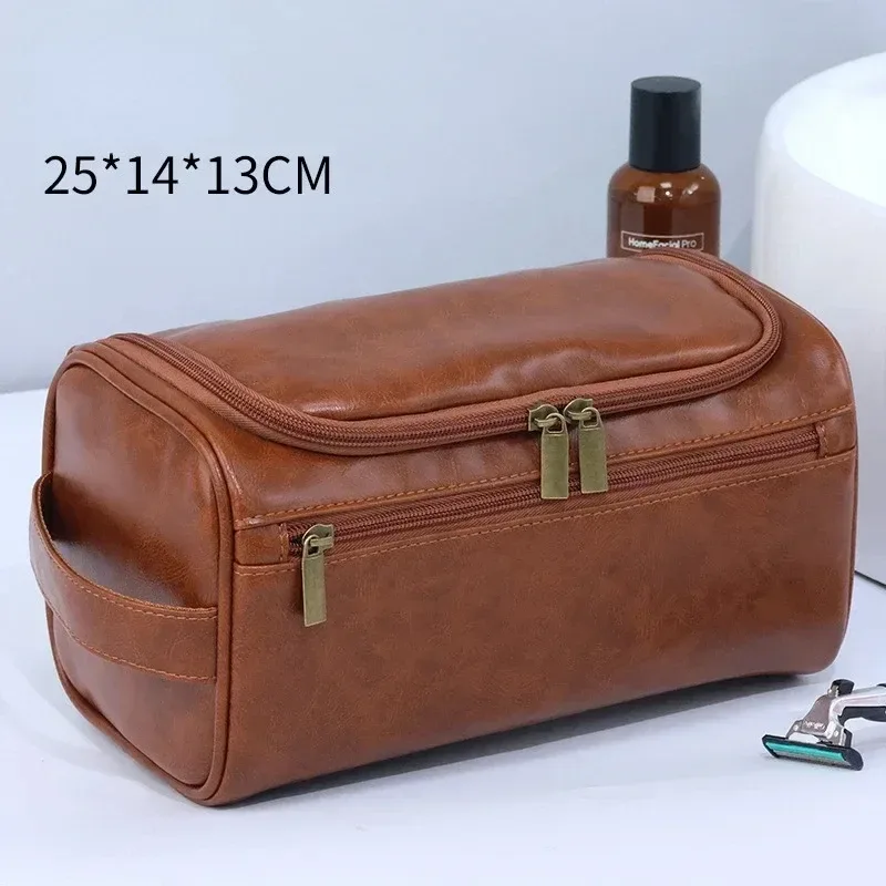 nouveau trousse de toilette en cuir pour hommes et femmes, trousse de toilette suspendue pour hommes, sac de voyage, grande trousse de cosmétiques pour voyage
