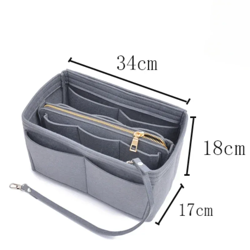 sac de rangement de maquillage multifonctionnel de grande capacité, doublure en tissu feutré, insertion de voyage, sac portable dans le sac, organisateur de cosmétiques